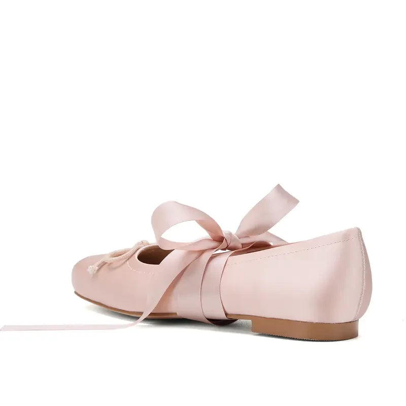 Square Toe Bow Mary Jane Flats