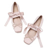 Square Toe Bow Mary Jane Flats